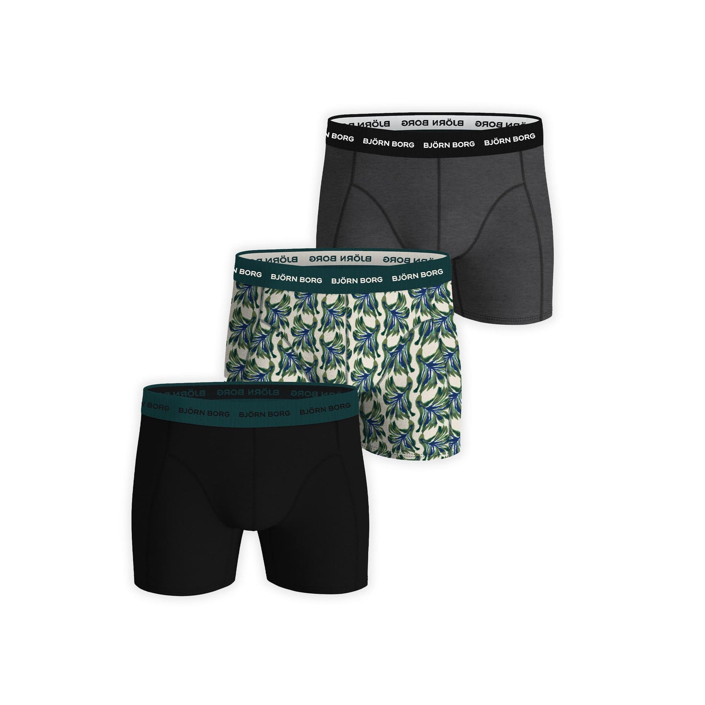 Björn Borg 3-Pack Cotton Stretch Boxer - Zwart, Print, Grijs