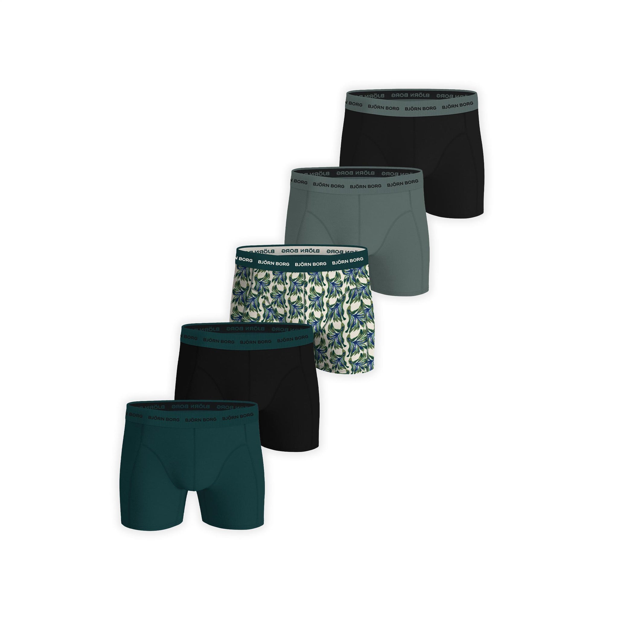 Björn Borg 5-Pack Cotton Stretch Boxer - Groen, Zwart