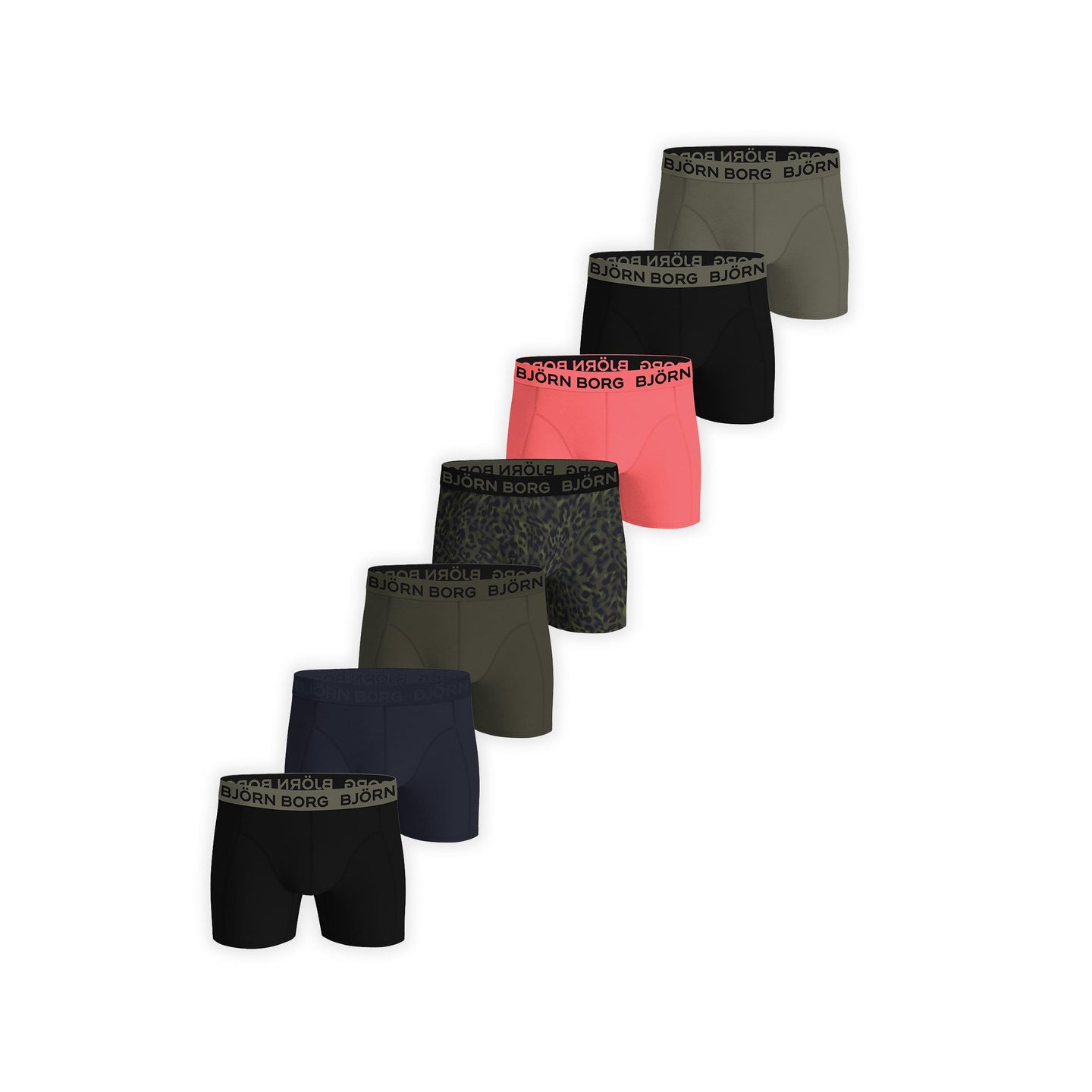 Björn Borg 7-Pack Cotton Stretch Boxer - Zwart, Blauw, Groen, Roze