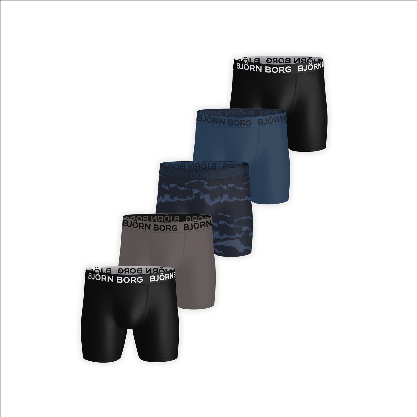 Björn Borg 5-Pack Sports Microfiber Boxer - Zwart, Blauw, Grijs