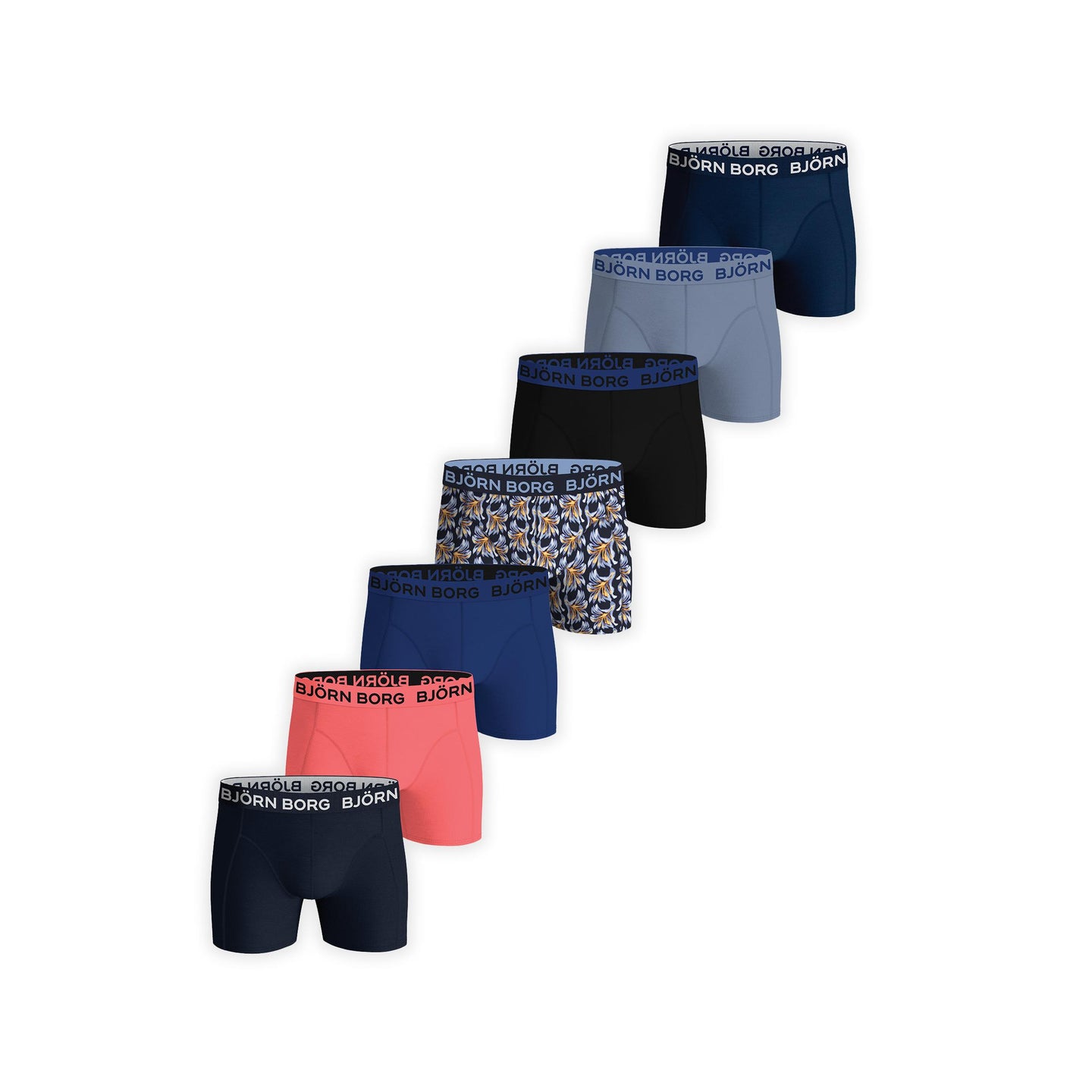 Björn Borg 7-Pack Cotton Stretch Boxer - Zwart, Roze, Blauw, Print