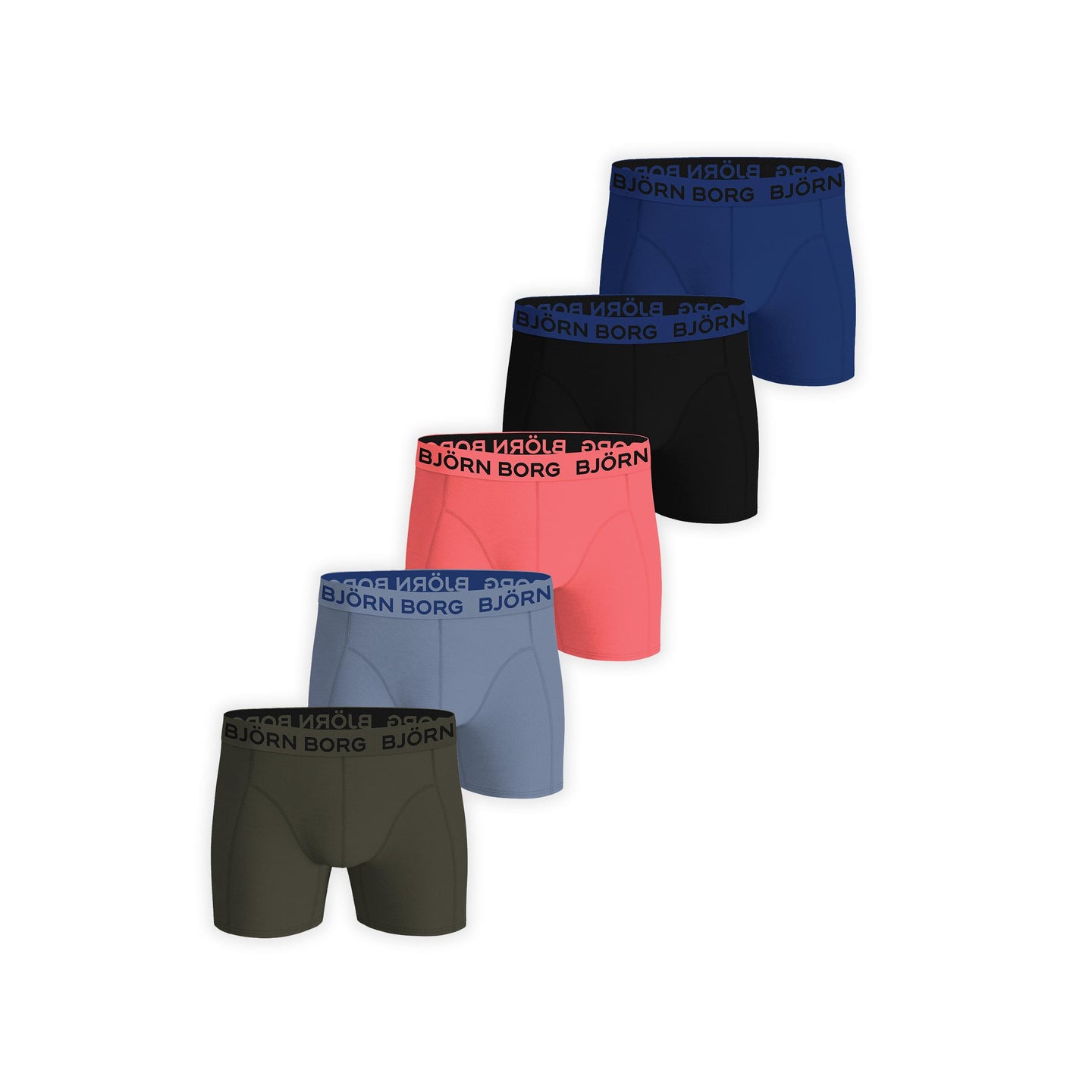 Björn Borg 5-Pack Cotton Stretch Boxer - Groen, Blauw, Roze, Zwart
