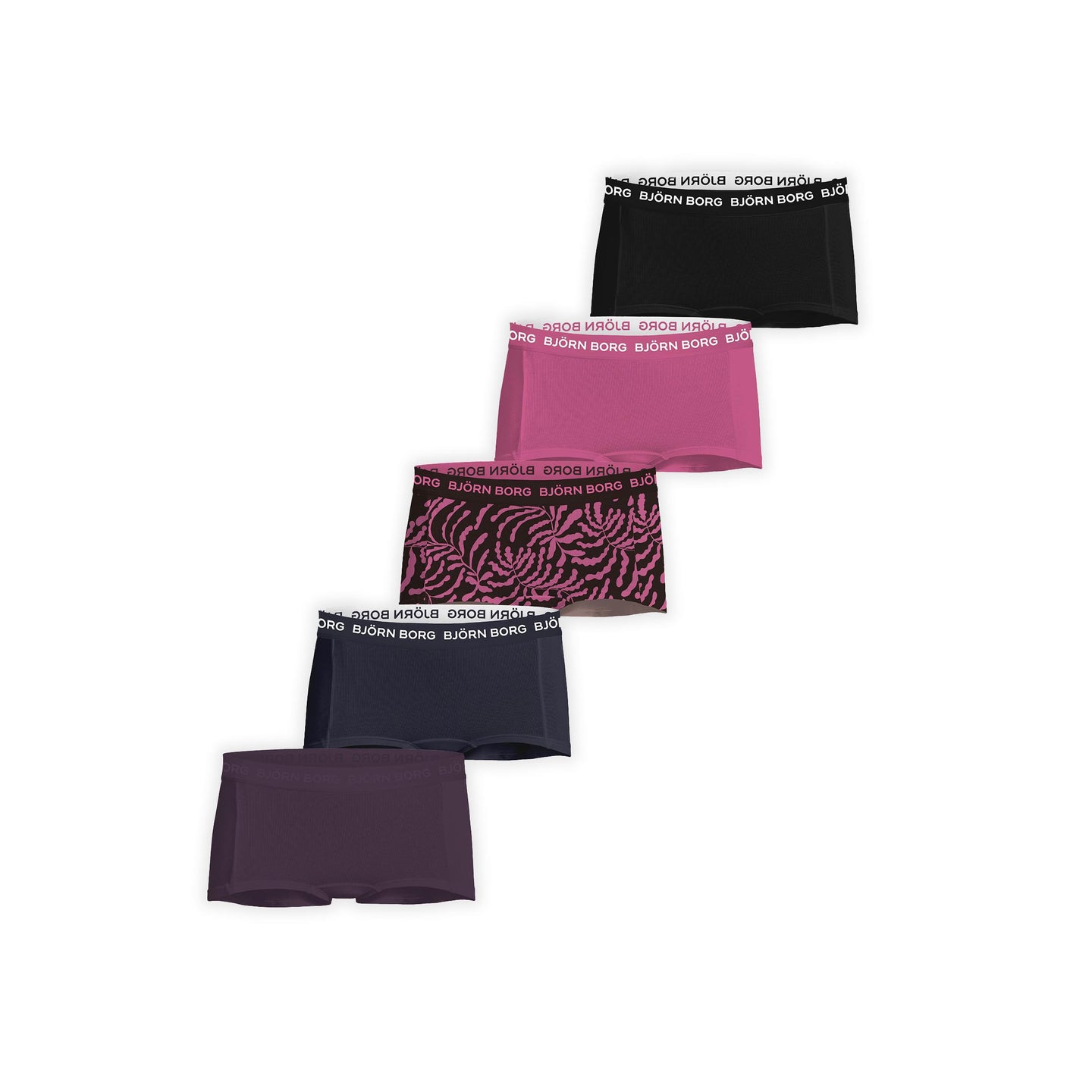 Björn Borg 5-Pack Cotton Stretch Boxer Shorts - Paars, Zwart, Print, Roze